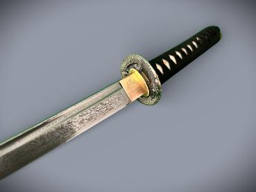 Preview: Dragon Schwerter-Set mit 12-mal gefalteter Damast-Klingen Feng Lin Handgeschmiedetes Samurai Schwerter-Set